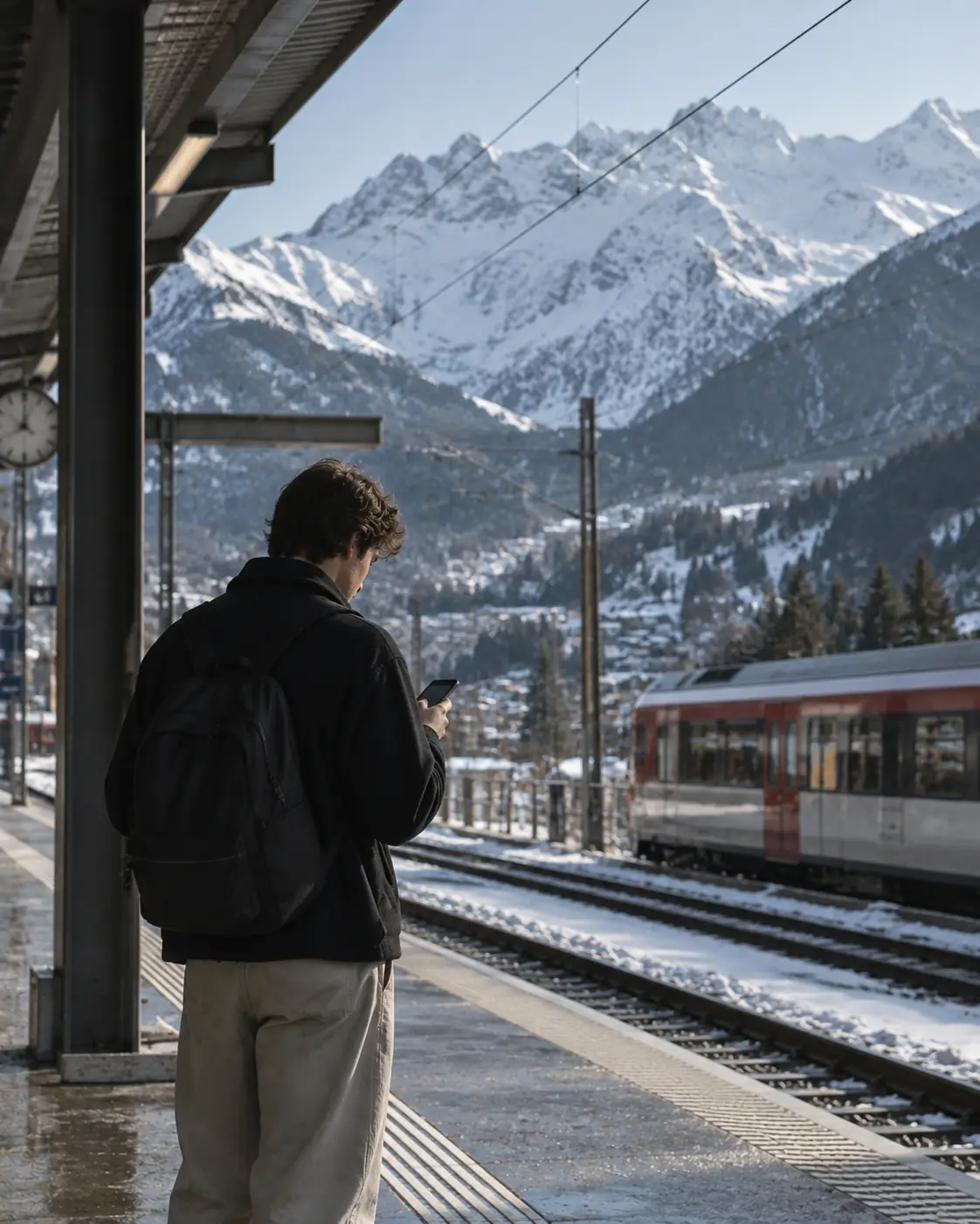 Traveller using mobile data in Switzerland with a Snoozim eSIM